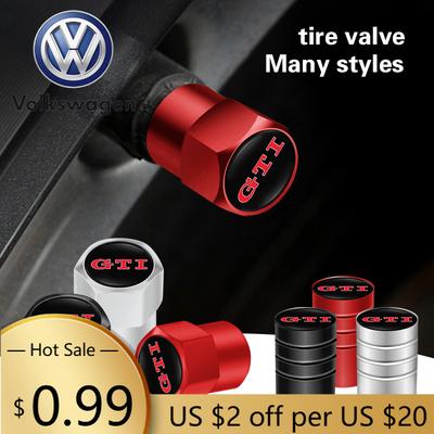 Per VOLKSWAGEN VW 4 Pezzi Tappi Valvole Pneumatici Ruota Auto in Metallo Copricapo Stelo Per Volkswagen GTI T-ROC GTD Atlas Tiguan Passat Golf Po