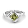 5mm Square Peridot 925 Sterling Silver Solitaire Bypass Women Engagement Ring