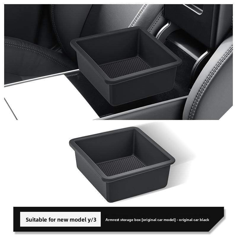 Mittelkonsolen-Organizer für Tesla Model Y Juniper -, Schiebbares Armlehnen-Aufbewahrungsbox-Set, TPE/ABS Innenraumzubehör,