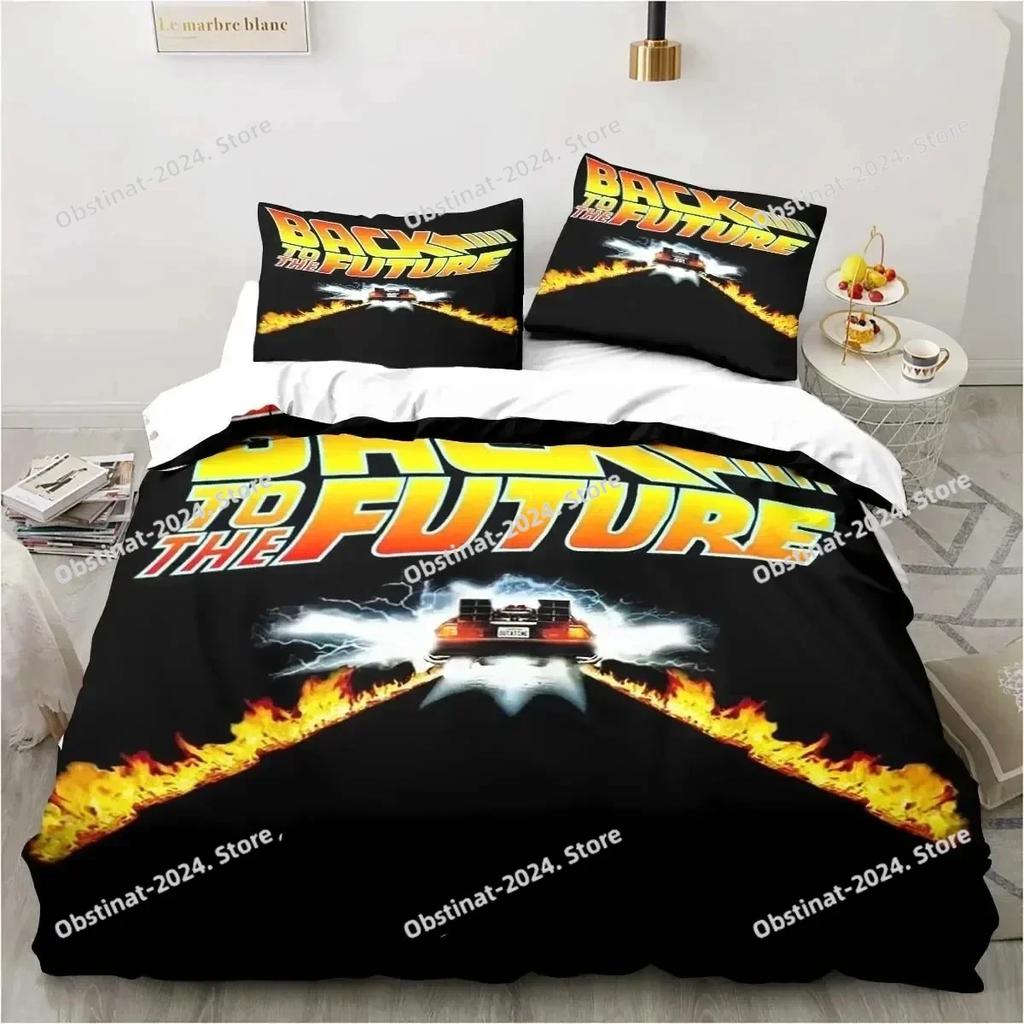 Back To The Future Clasic Movie Retro Beding Set Printed With Pilowcase Soft Duvet Cover Soft Single Double Quen Super King-Sized Dimensionsd