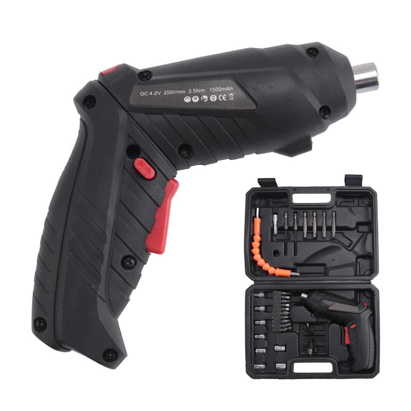 

AT43-Rechargeable Mini Electric Screwdriver 90°-180°Rotating Handle LED Wireless Screwdriver Drill Electric Screw Driver чёрный