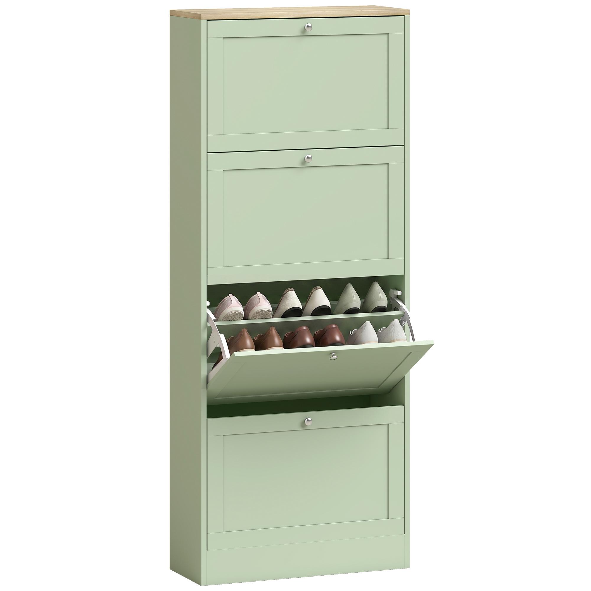 Shoe Cabinet, 4 Drop-Down Drawers, Adjustable