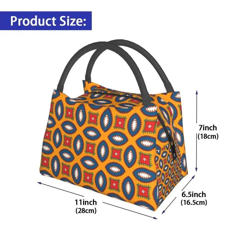 Colorful African Ankara Pattern Thermal Insulated Lunch Bags Women Geometric Lunch Container for Office Outdoor Meal Food Box