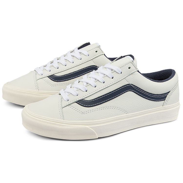Vans Style 36 Low Top Skate Shoes With Blue Side Stripes Unisex Sneakers White VN0A3DZ3YY2