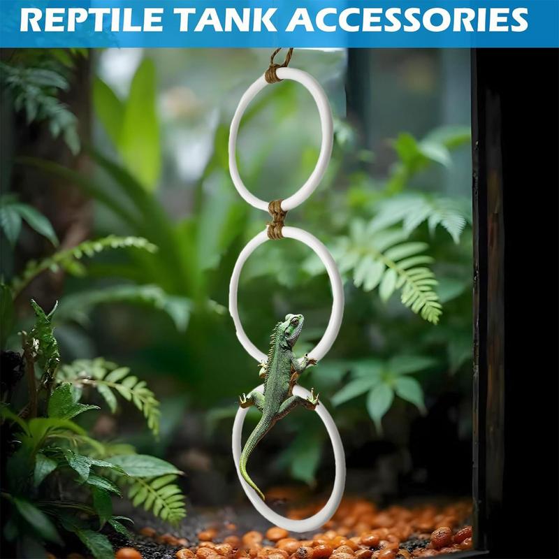 Snake Enrichment Reptile Climbing Decor Swing Hoop Chain 3 Rings Toy Decorations For Pet Habitat House Indoor Amphibian