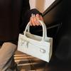 Textured Bow Handbag Bag Women's Spring and Summer New Women's Shoulder Messenger Bag Contrasting Color Small Square Bag