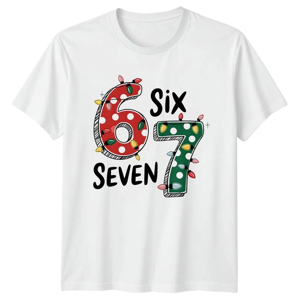 Six Seven 6th 7th Birthday Kids Christmas Lights Unisex Graphic Tee S