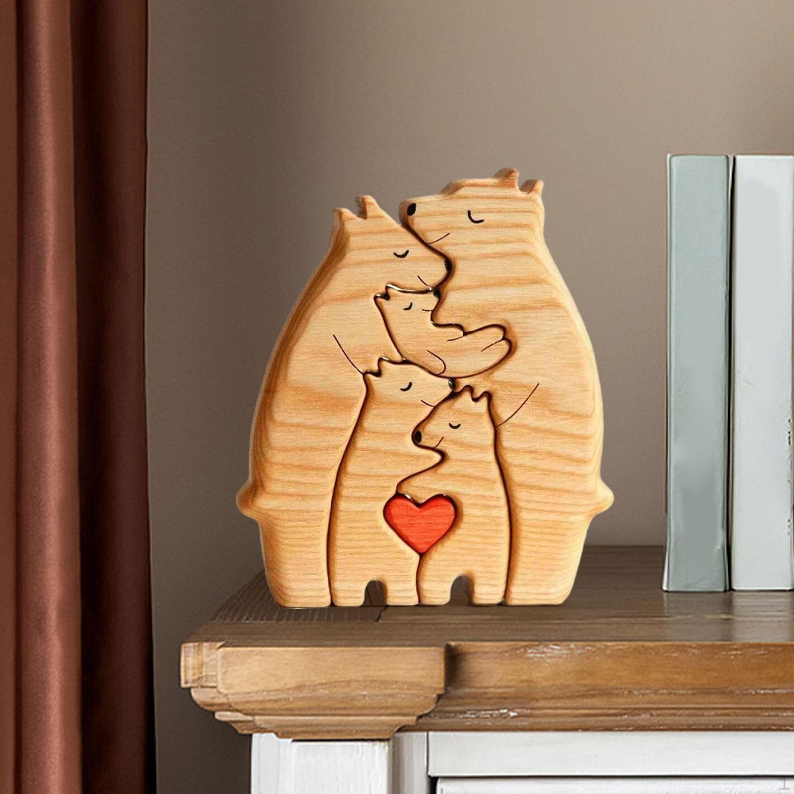 Деревянная художественная головоломка «Семья медведей», игрушка-скульптура, декор «Семья медведей» для подарка 5 bears