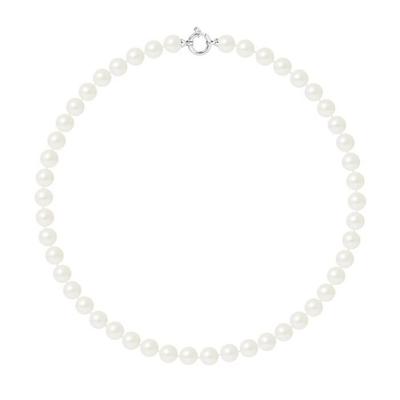 Necklace - - AAA+ Freshwater Cultured Pearl - 8-9 Mm - Natural White - 925 Silver
