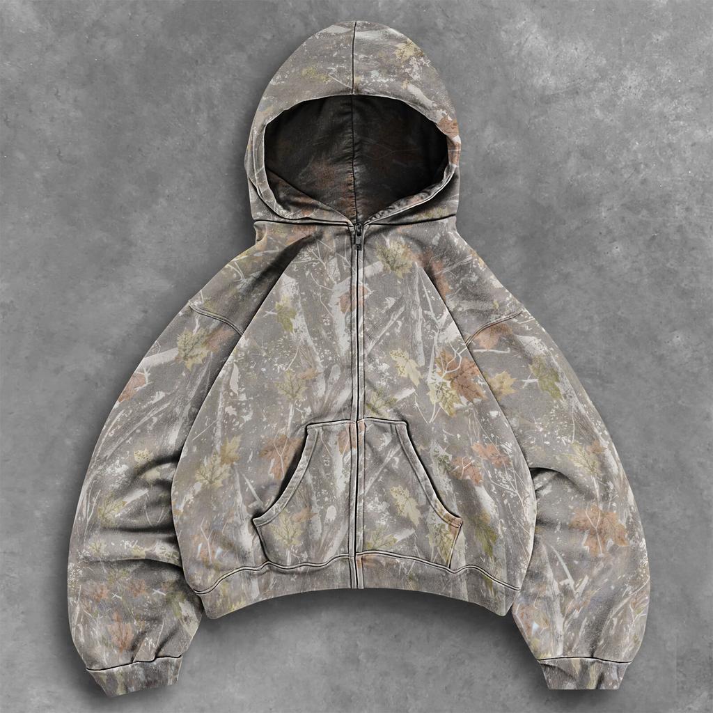 Women's Full Zip Hoodie Realtree Tree Camo 3D Print Long Sleeve Oversized Casual Streetwear Hooded Sweatshirt