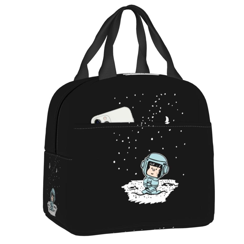 Maßgeschneiderte Mafalda Manga Thermoisolierte Lunchtaschen Damen Argentinien Cartoon Tragbarer Lunchbehälter für Reiseaufbewahrung Lebensmittelbox