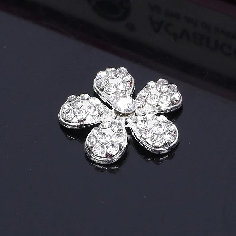 Engood 100Pcs Cherry Flower Rhinestone Buttons Sewing Trim & Embellishments Craft Button DIY Hair Accessories Wedding Decoration