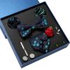 Pack of 9 Men's Floral Tie Set with Pocket Square Tie Clip Brooch Accessories for Formal Occasion Holiday Gift Supply