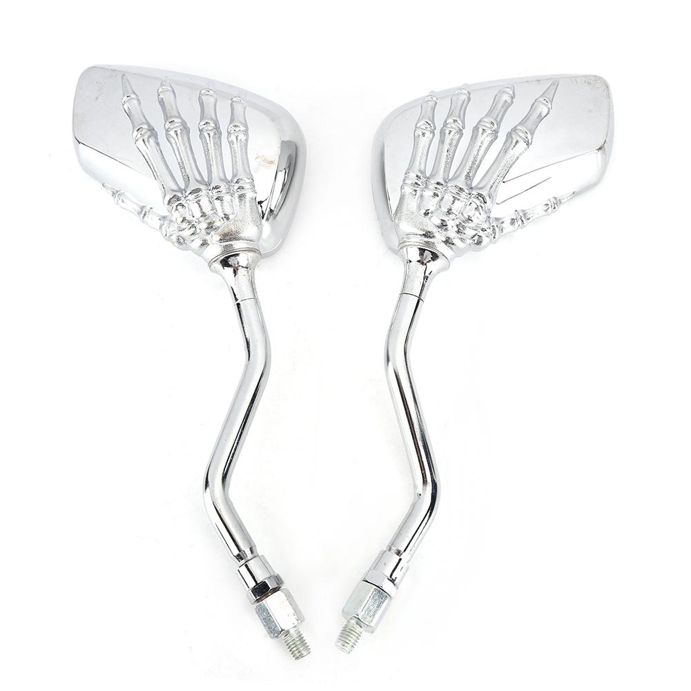 2 ks Motocyklové zpětné zrcátko Ruka kostlivce Dráp Motor Motorový motocykl Boční zpětná zrcátka Elektroplátovaná barva