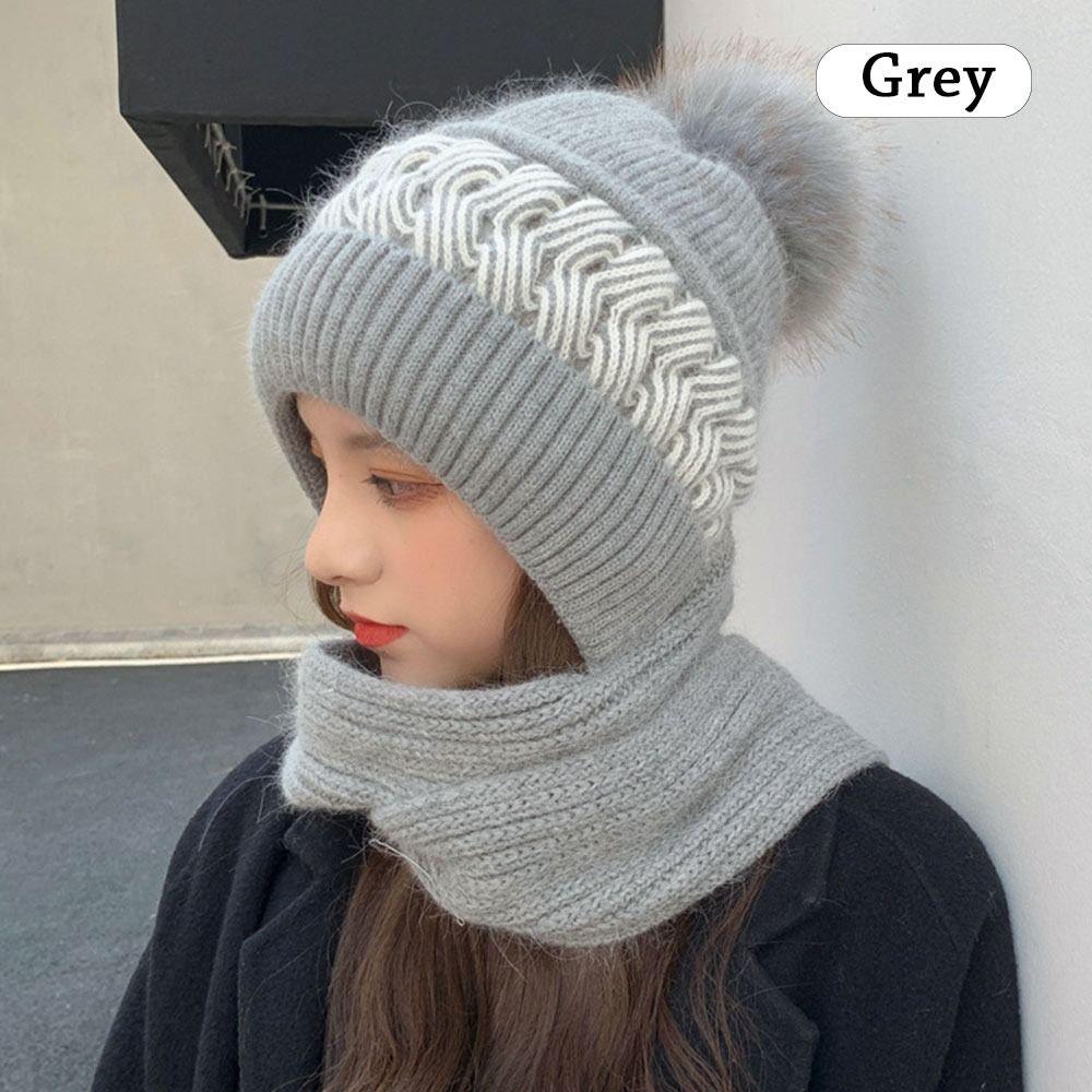 Winter Thermal Balaclava Neck Warmer Knitted Hat Neck Scarf Cap Beanie Hat Scarf