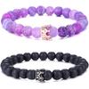 UEUC King&Queen Crown Distance Couple Bracelets His and Her Friendship 8mm Beads Bracelet