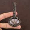 Natural Rose Quartz Gemstone Handmade Copper Wire Wrap Guitar Pendant 3.1" A2C70