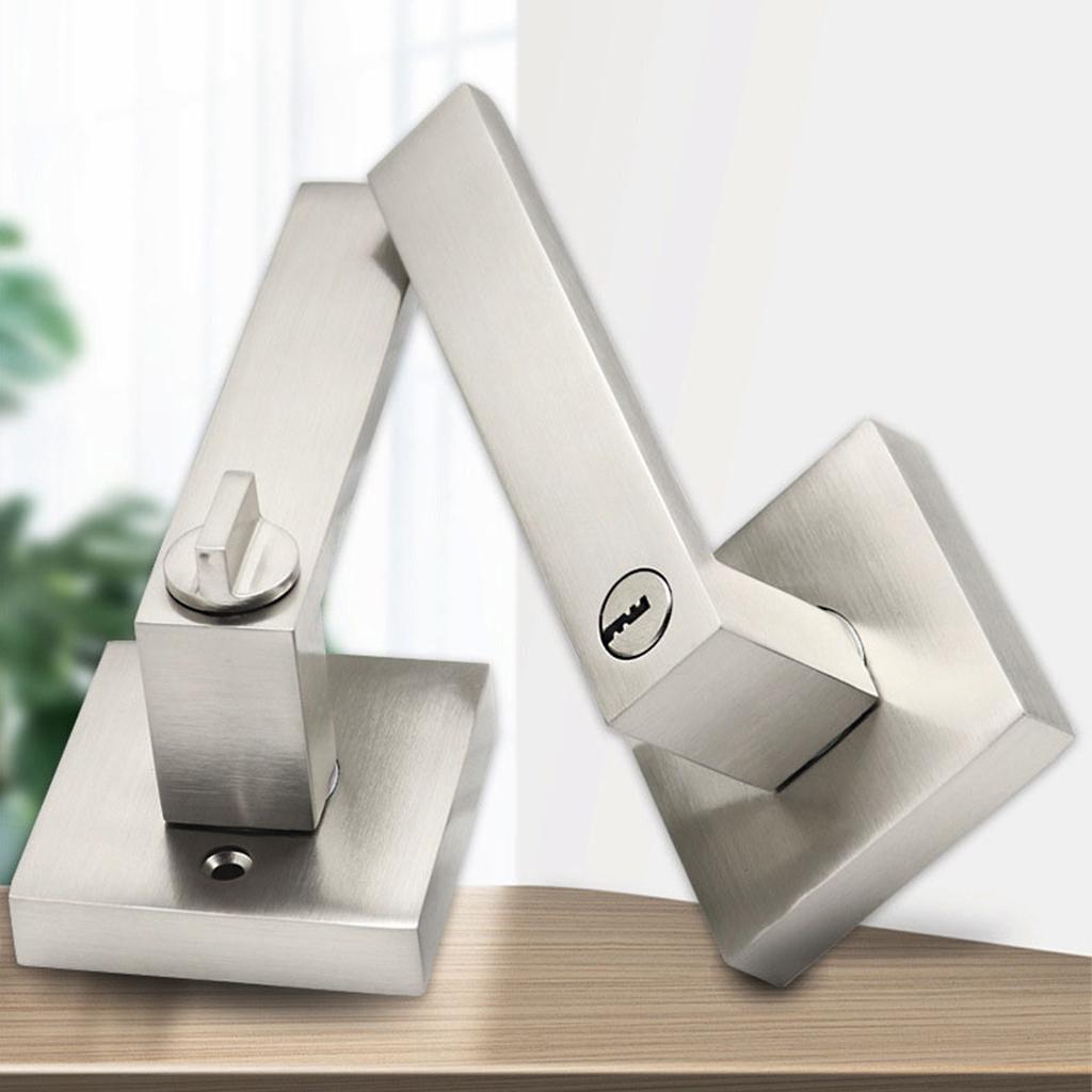 Contemporary Square/Round Privacy Lever Door Handle Easy to Open Locking Lever for Bedroom or Bathroom Heavy Duty