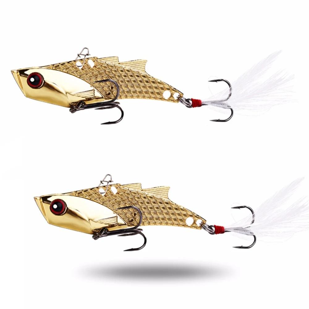 VIB Baits 1pc Metal 23g High Carbon Steel Hook Vibration Spoon Fishing Lure Bass VIB Artificial Fishing Tool