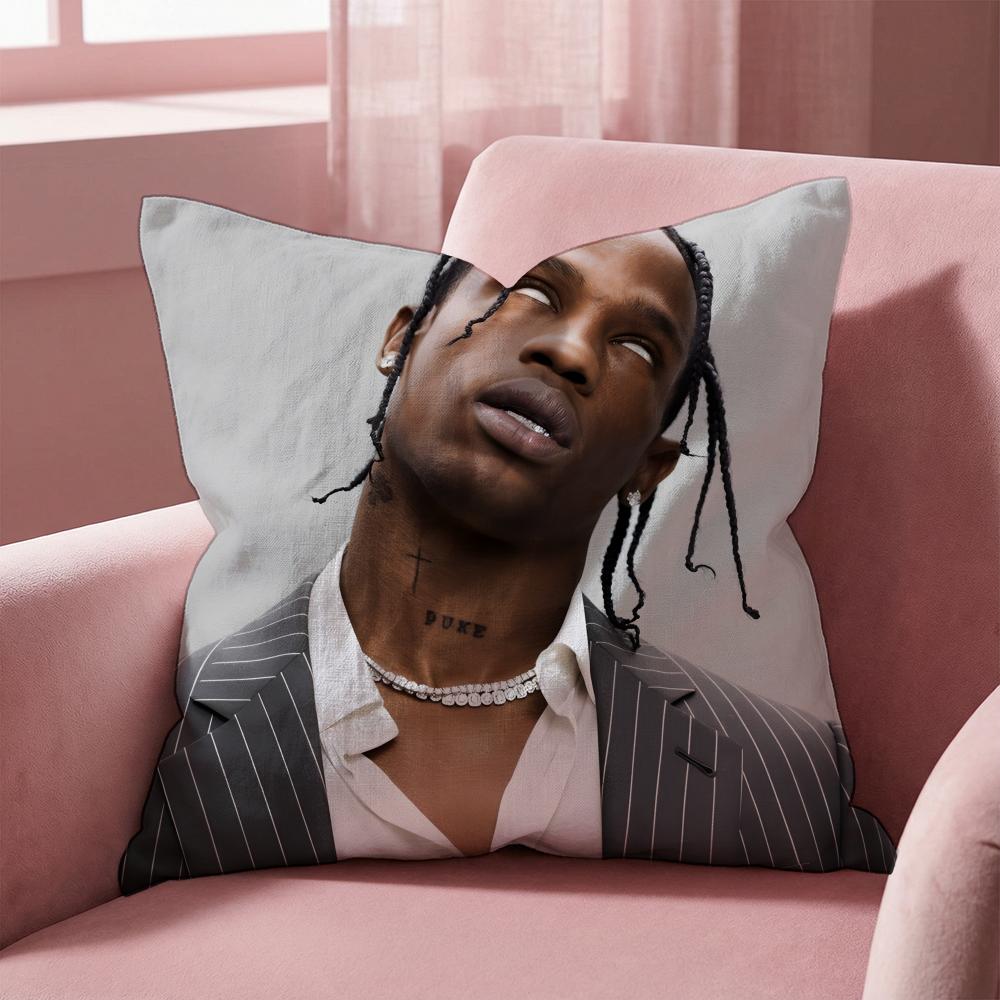 Travis Scott Cushion Cover Multi-Scene Pillow Cover for Home & Car - Reversible, Soft & Durable for Daily Use