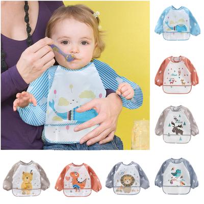 Toddler Long Sleeve Baby Sleeved Bib Soft Cartoon for Girls Boys