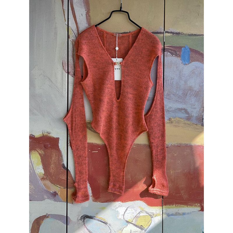 Foreign Trade Original Order RUV * E Anali Orange Red Jumpsuit + Shorts Split Two-piece Set Quaint Shorts