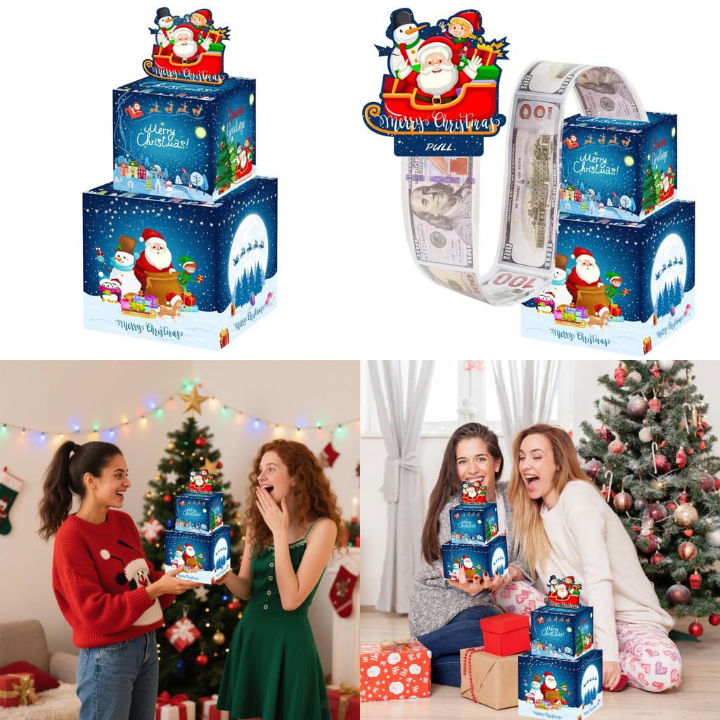 Layer Santa Double Money Box Gift Box For Christmas Celebrations Surprises And