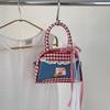 Freizeit Gitter Bowlingtasche Ländlicher Stil Süße Umhängetasche Tragbare Jeans Karo Handtasche Reise