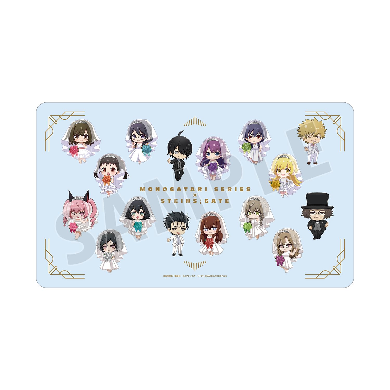 

Monogatari Series x STEINS GATE Collection Chibi Character Wedding Dress Tuxedo Desk Mat & Ver. Multi-Function