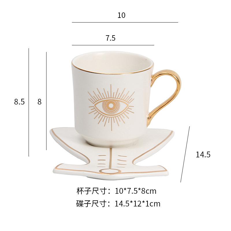 Creative Turkish Blue Evil Eye Cup And Hamsa Hand Saucer Coffee Tea Milk Water Mug Modern Room Decoration Ceramic Gifts
