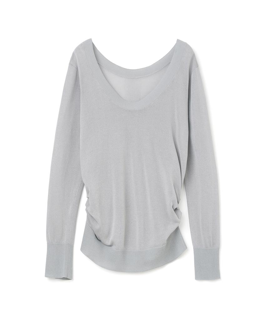 MILLO WOMEN Sheer Loose Fit Knit Top [Cool Grey]
