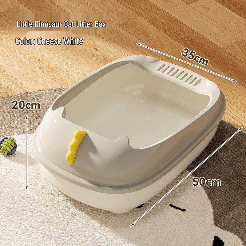 Dinosaur Semi-Enclosed Large Cat Litter Box - Washable & Anti-Splash