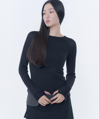 MISEKI SEOUL Raglan Knit Long Sleeve Black