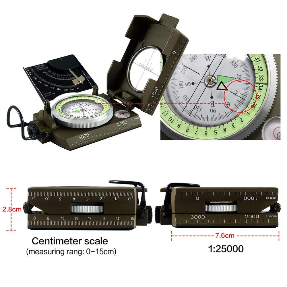 Boussole Magnétique Géologique Marine Multifonctionnelle Imperméable avec Effet Lumineux pour Randonnée en Plein Air, Voyage, Camping