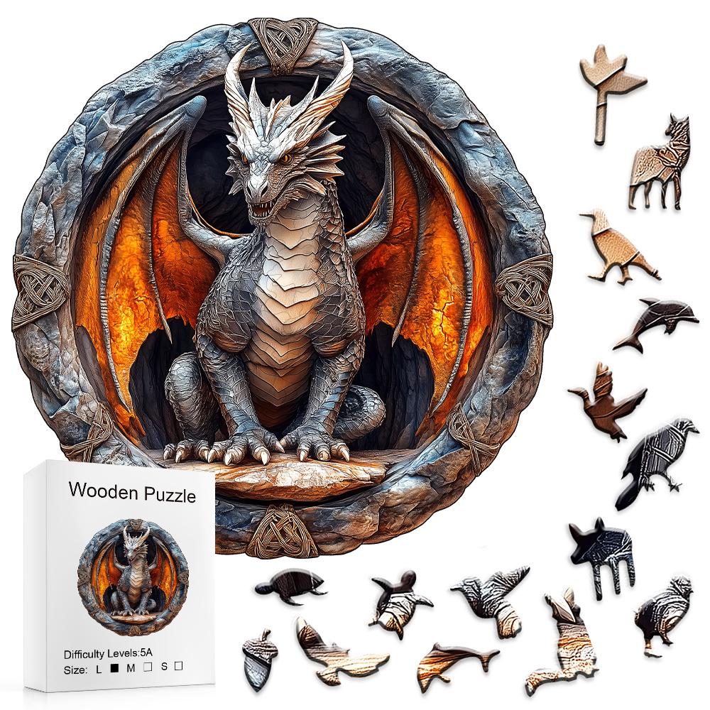 Wooden Puzzles For Adults - Mechanical Dragon Puzzle, Unique Shape Wooden Jigsaw Puzzles, Wood Puzzles Adult, Family Puzzle, Goo