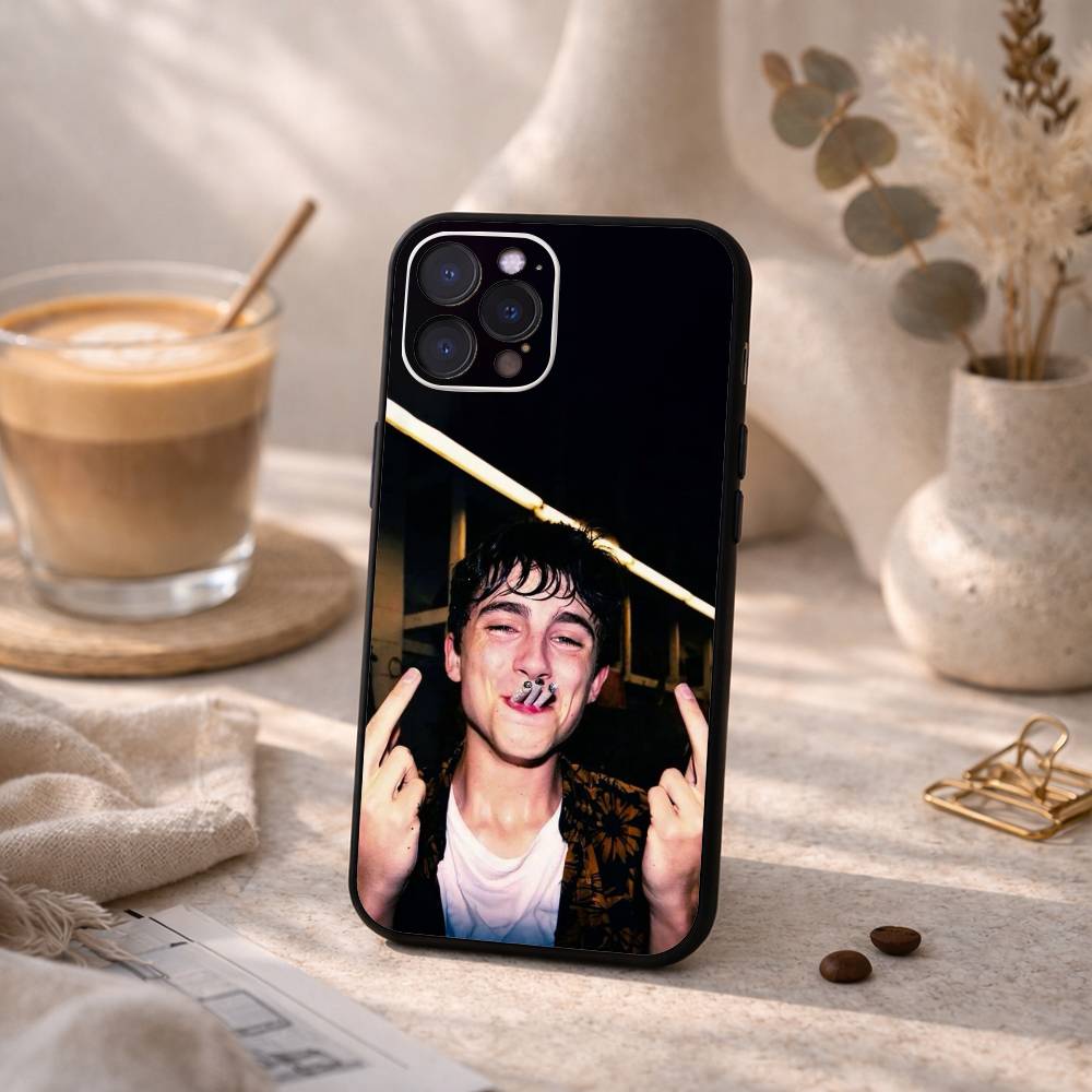 Actor T-Timothee Chalamet Phone Case For iPhone17,16,15,14,13,12Plus,Pro Max,XS,5G Soft Silicone Black Cover