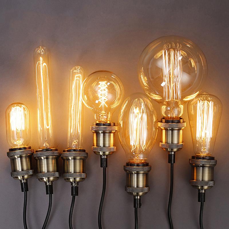 Dimmable Light Bulb E27 40W 220V Retro Warm Yellow Bulb St64 T45 A19 G80 Filament Light Incandescent Ampoule Bulbs