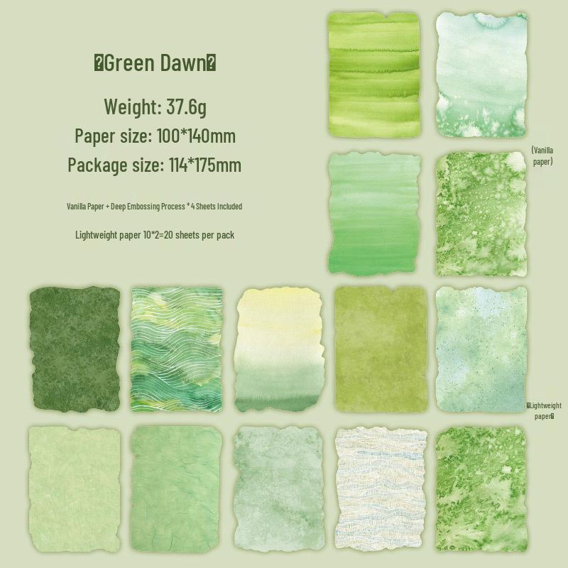 Mu Ran Printed Dyeing Tearable Notebook Stickers & Embossed Background Paper