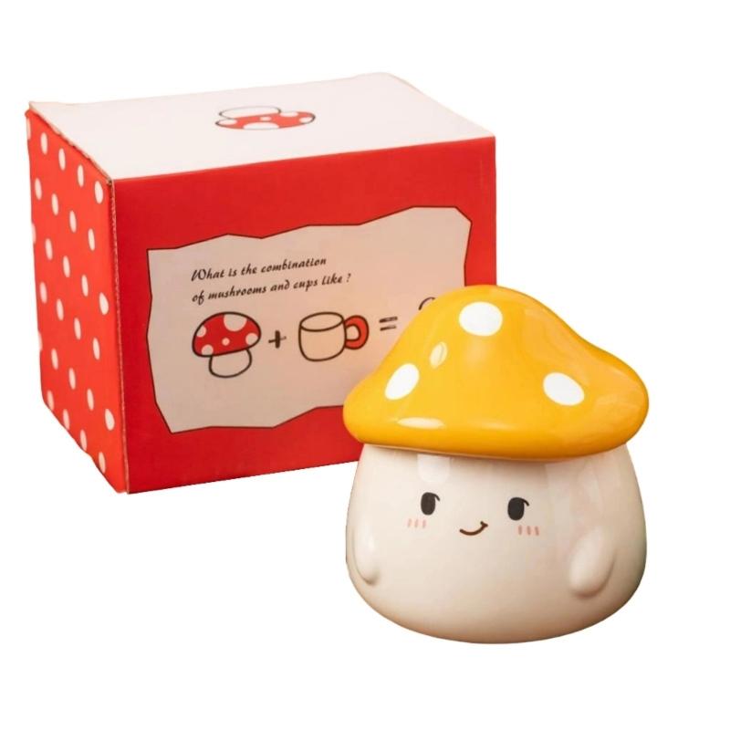 Mushroom Shaped Ceramic Mug Lid Unique Designs Drinking Cup For Women Gift Heat Resistant Home Drinkware