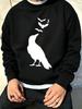 Men'S Graphic Print Crew Neck Sweatshirt, Vintage Streetwear Style, Casual Outdoor Apparel 100% Cotton Printed Long-Sleeve Crew Neck Pullover
