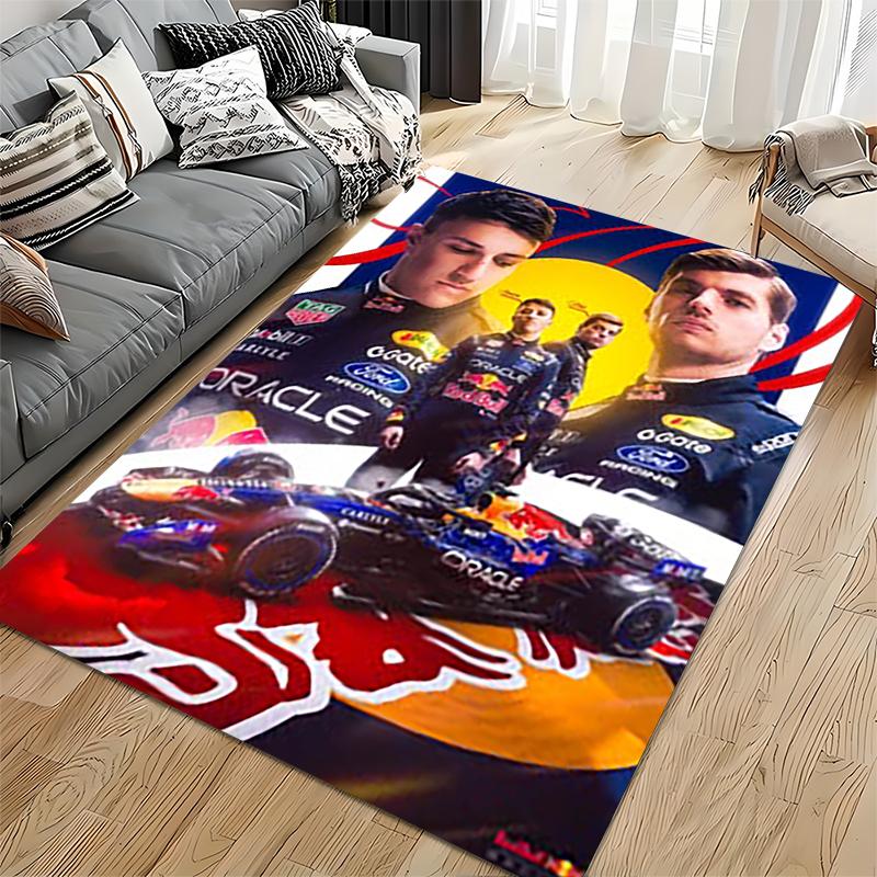 Sports Area Rug, Red Bull F1 Team Oracle Car Poster, Fan Cave Decor, Non-Slip Mat