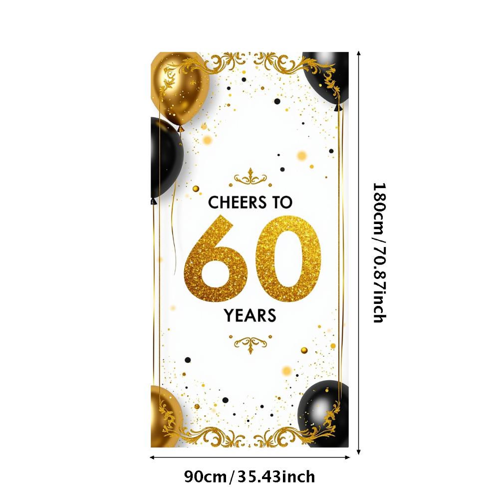 60th Anniversary Banner Cheers To 60 Years Backdrop Glitter Party Decoration Birthday Wedding Event Photography Background Props