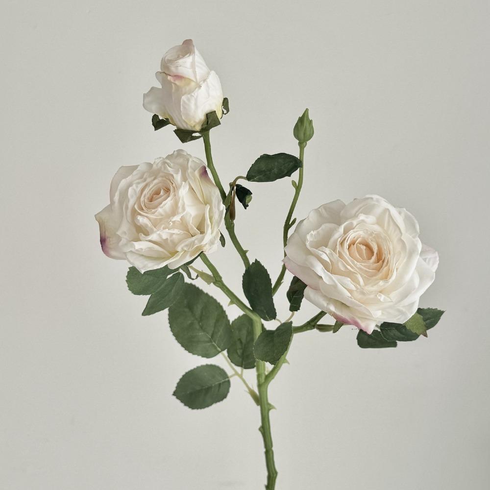 Burnt Edge Artificial Rose Flowers 3 Head Silk Simulation Rose Vintage Faux Flower  Home Decor