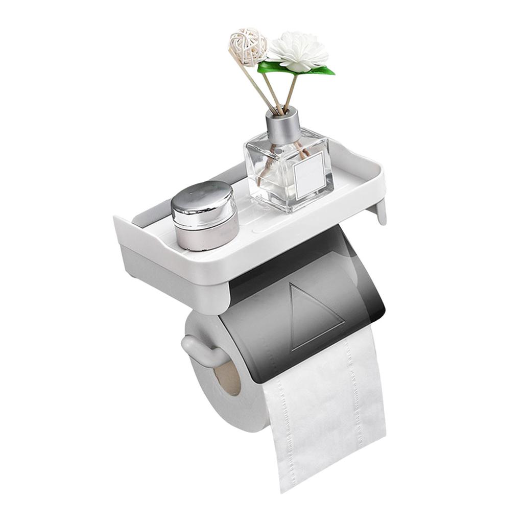 Paper Towel Holder with Shelf Adhesive Paper Towel Rack Toilet Roll Paper Holder Without Drilling Bathroom Toilet Paper