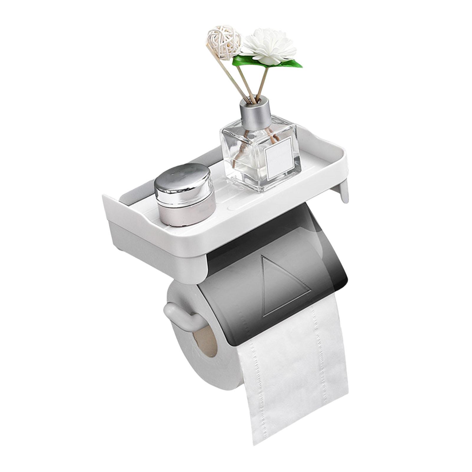 

Paper Towel Holder with Shelf Adhesive Paper Towel Rack Toilet Roll Paper Holder Without Drilling Bathroom Toilet Paper серый