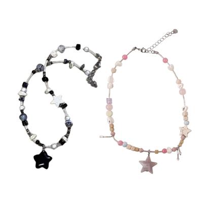 Cool Y2K Choker Star Pendant Beaded Necklace Exquisite Jewelry Fashion Beads Choker Suitable for Wedding Party Daily