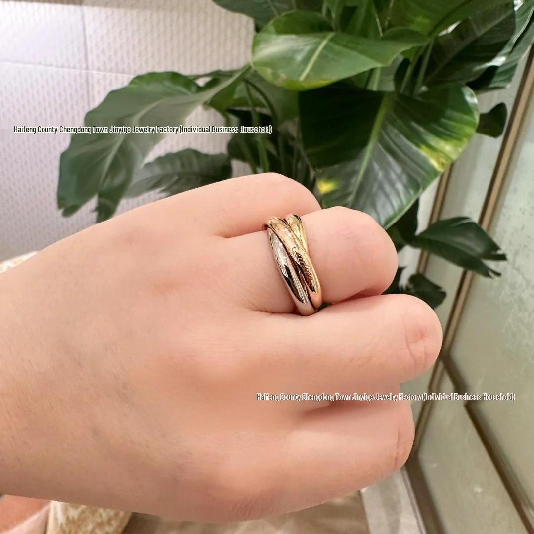 

Женские и мужские роскошные серебряные украшения с тремя кольцами и универсальным высококлассным браслетом-кольцом Size 10 (US)