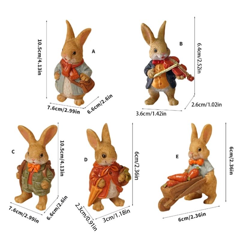 Miniature Rabbit Figurines Easters Bunnies Rabbit Miniature Fairys Garden Decors Cake Toppers Decors Landscape Ornament