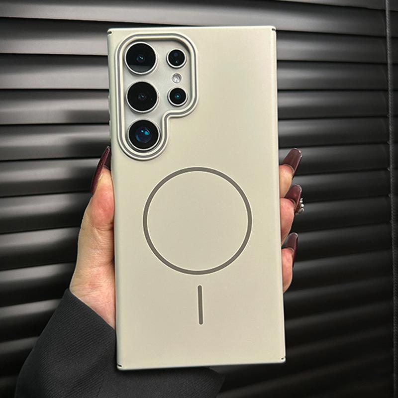 Luxury Matte PC Hard Plain Phone Case For Samsung Galaxy S25 Plus S24 S23 S22 S21 Ultra Note 20 Magnetic Wireless Charge Cover
