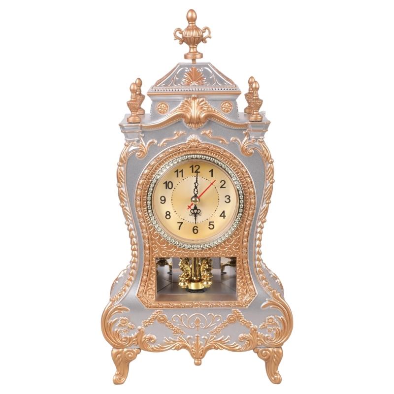 Traditional Antique Tabletop Clock 12 Different Melodies Precise Hourly Reminder Carvings Pendulum Mantels Clock Gift